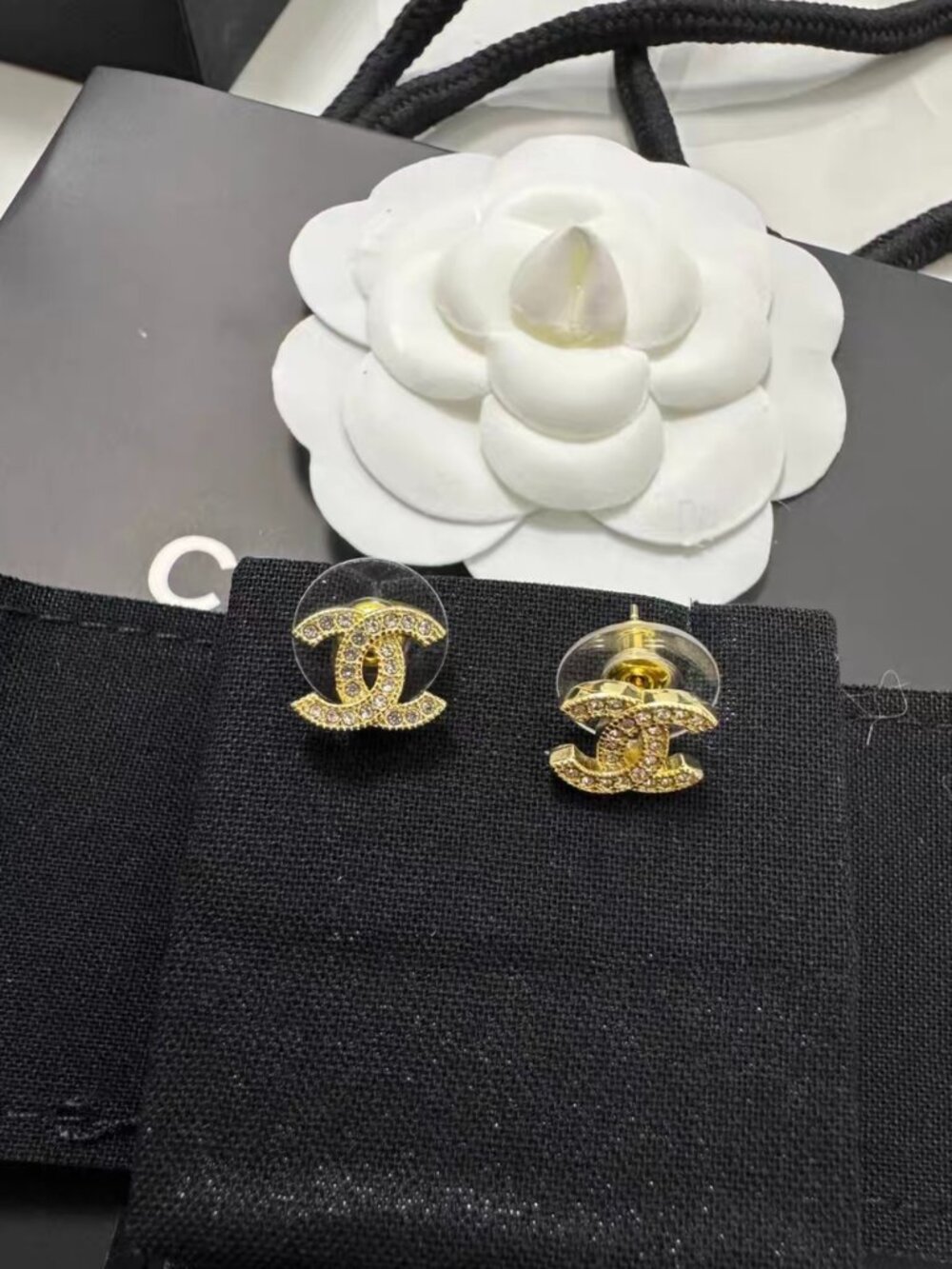 Chanel Classic Double C Logo Gold-Tone Earrings